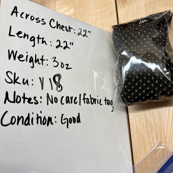 Zara Sheer Black Polka Dot Long Sleeve Blouse Size Medium - Picture 9 of 9